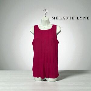 NWOT, Mélanie Lyne, Fuchsia Ribbed Knit Top, Medium